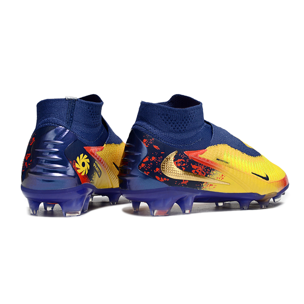 Chuteira Campo Nike Phantom GX 6 Elite FG Azul, Amarelo e Vermelho
