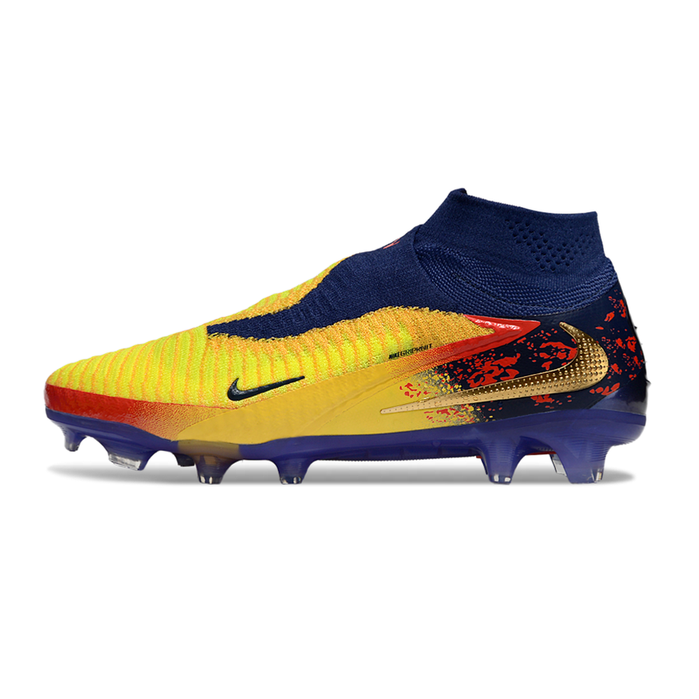 Chuteira Campo Nike Phantom GX 6 Elite FG Azul, Amarelo e Vermelho