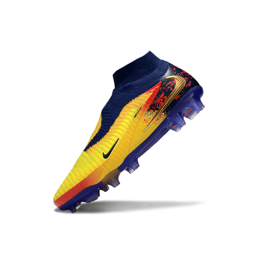 Chuteira Campo Nike Phantom GX 6 Elite FG Azul, Amarelo e Vermelho