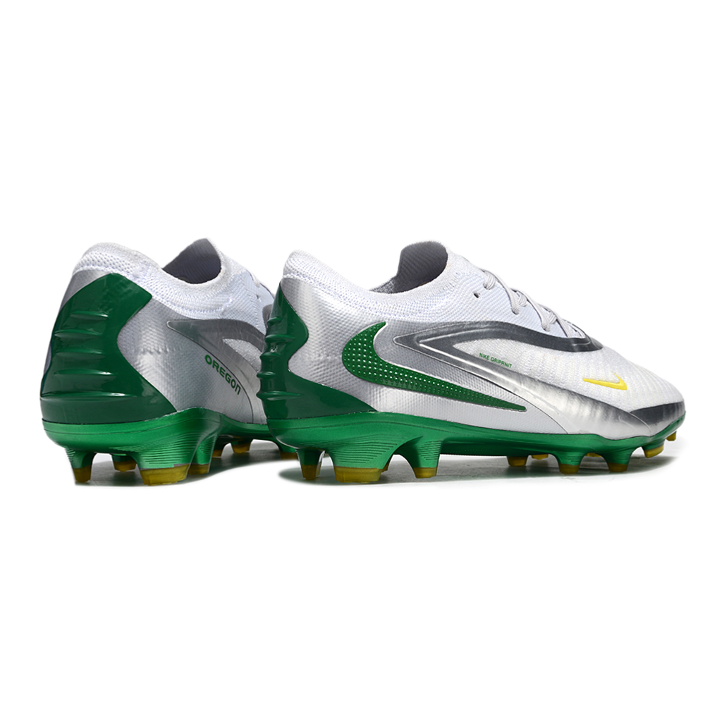 Chuteira Campo Nike Phantom GX 3 Elite FG Branco, Prata e Verde