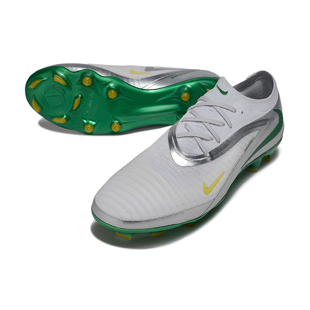 Chuteira Campo Nike Phantom GX 3 Elite FG Branco, Prata e Verde