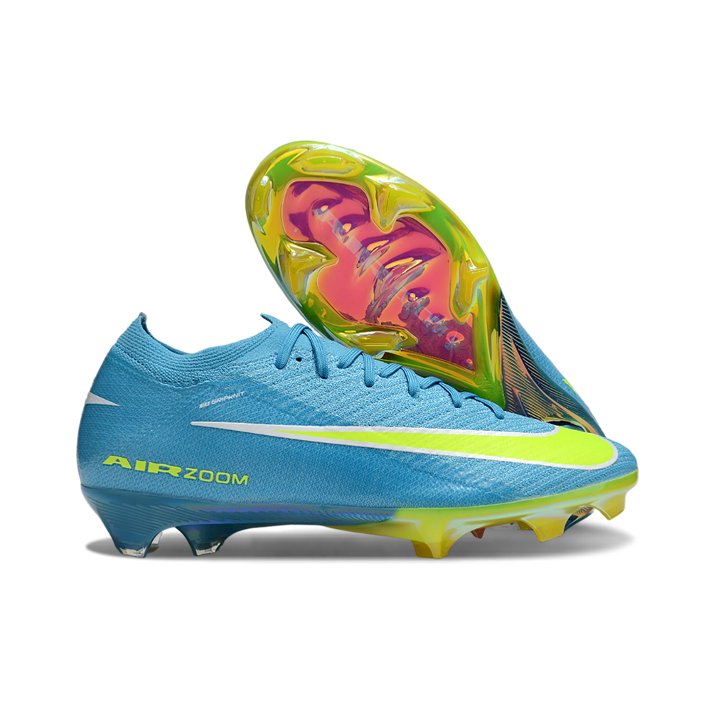 Chuteira Campo Nike Air Zoom Mercurial Vapor 16 Elite FG Azul, Verde e Rosa