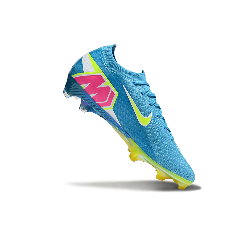 Chuteira Campo Nike Air Zoom Mercurial Vapor 16 Elite FG Azul, Verde e Rosa