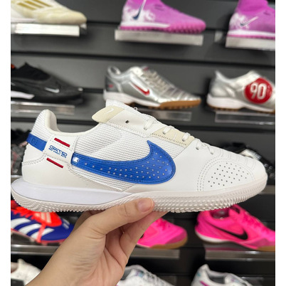 Chuteira Futsal Nike StreetGato IC Branco e Azul - Pronta Entrega
