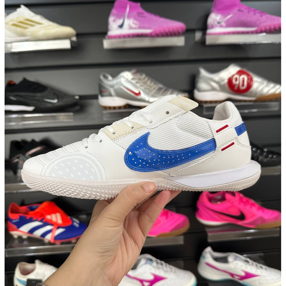 Chuteira Futsal Nike StreetGato IC Branco e Azul - Pronta Entrega