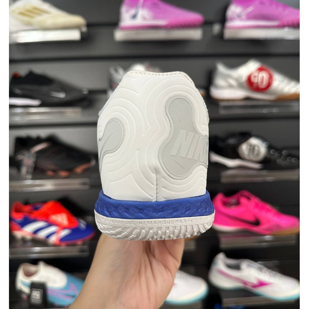 Chuteira Futsal Nike React Gato IC Branco, Preto e Azul - Pronta Entrega