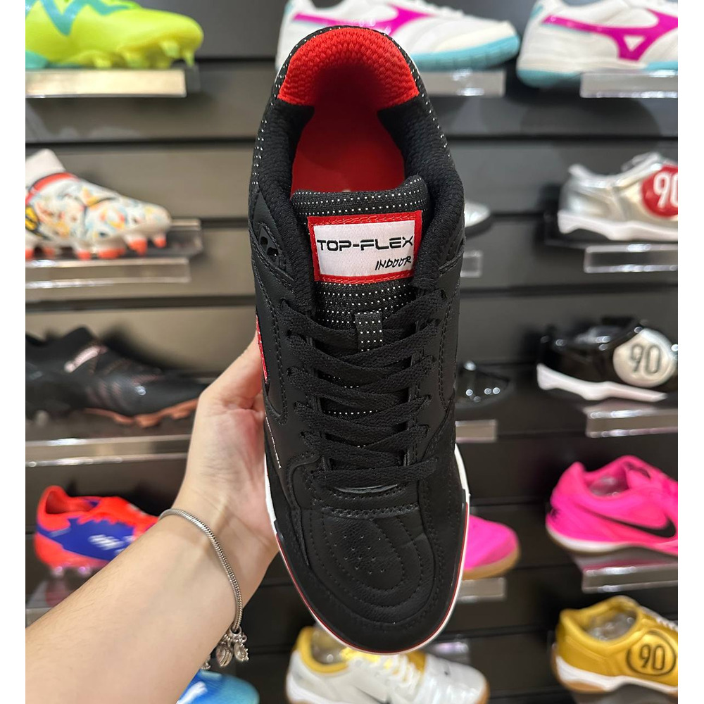 Chuteira Futsal Joma Top Flex Rebound Preta e Vermelha - Pronta Entrega