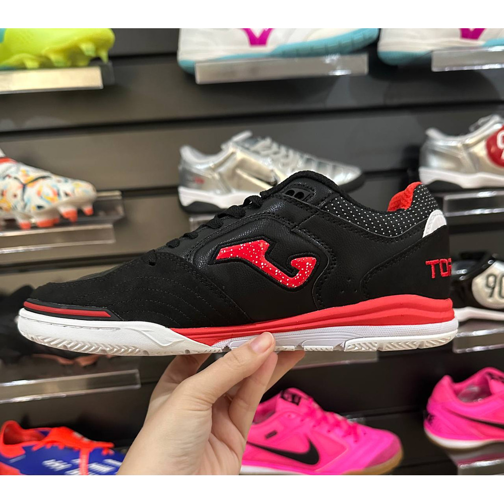 Chuteira Futsal Joma Top Flex Rebound Preta e Vermelha - Pronta Entrega