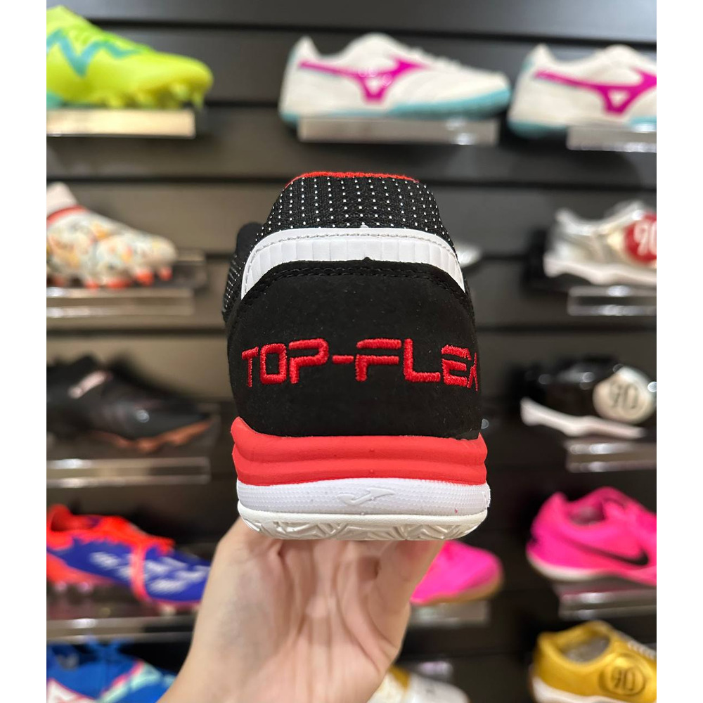 Chuteira Futsal Joma Top Flex Rebound Preta e Vermelha - Pronta Entrega