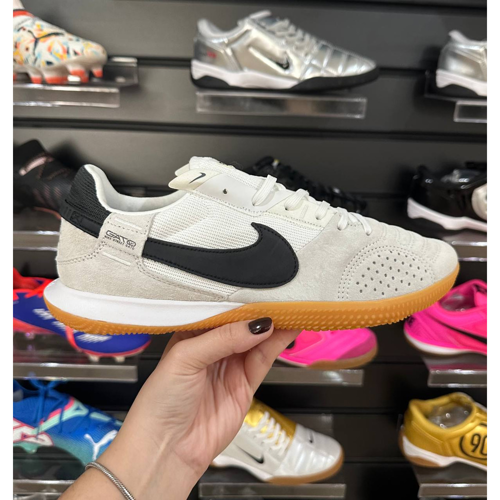 Chuteira Futsal Nike StreetGato Bege, Branca e Preta - Pronta Entrega