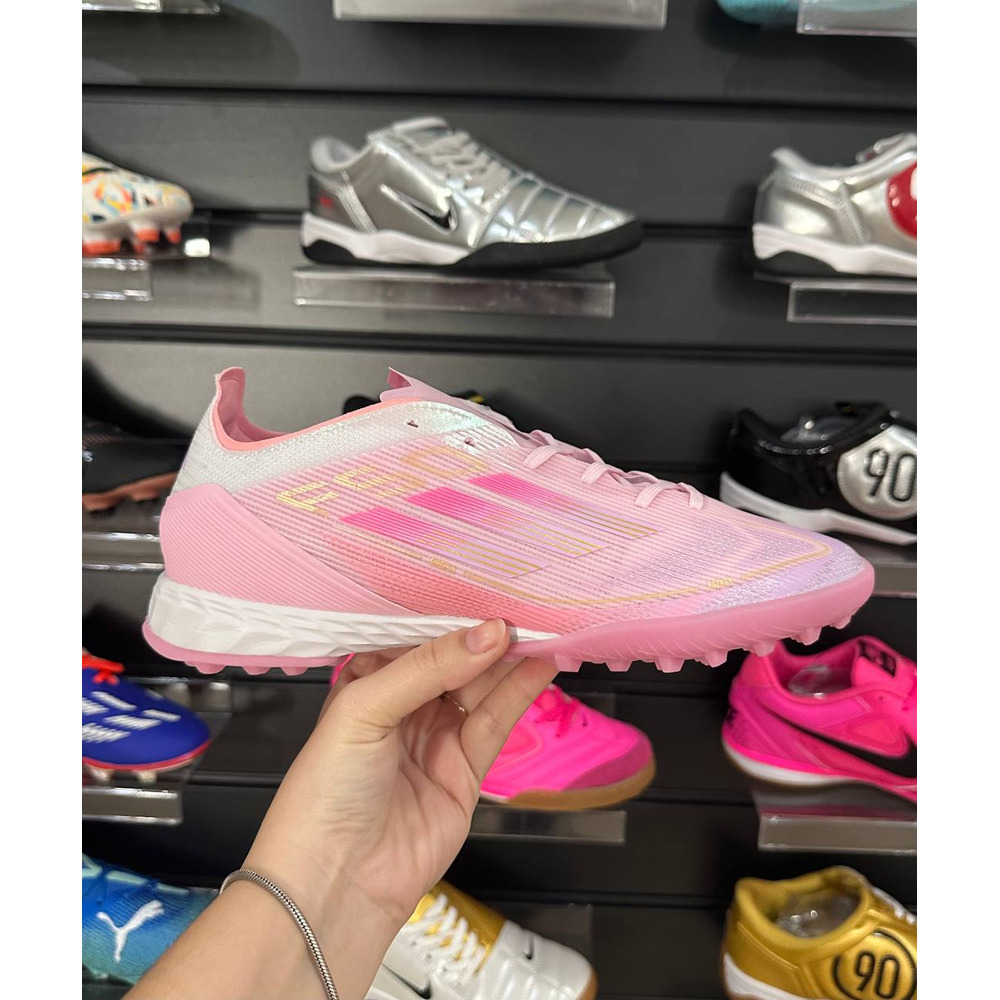 Chuteira Society Adidas F50 TF Rosa e Branca - Pronta Entrega