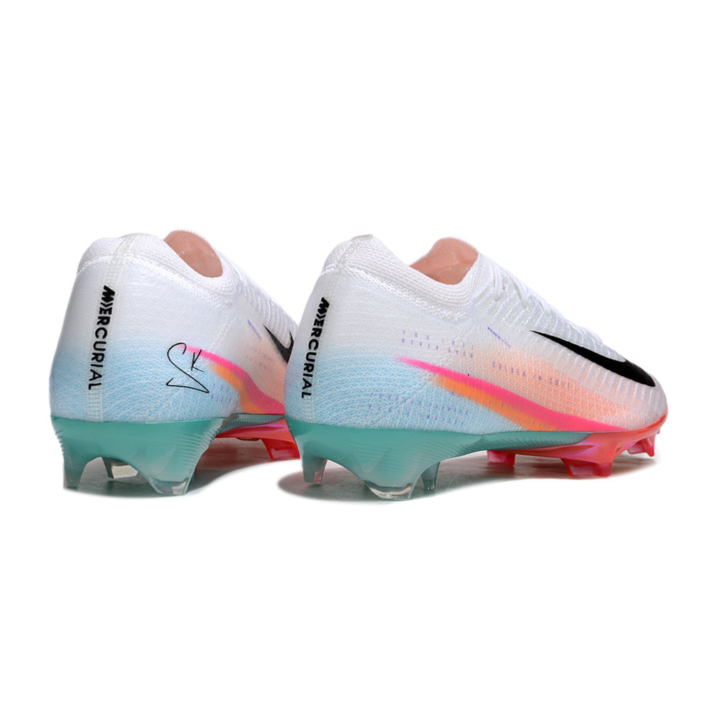 Chuteira Campo Nike Air Zoom Mercurial Vapor 16 Elite FG Branco, Rosa e Verde 