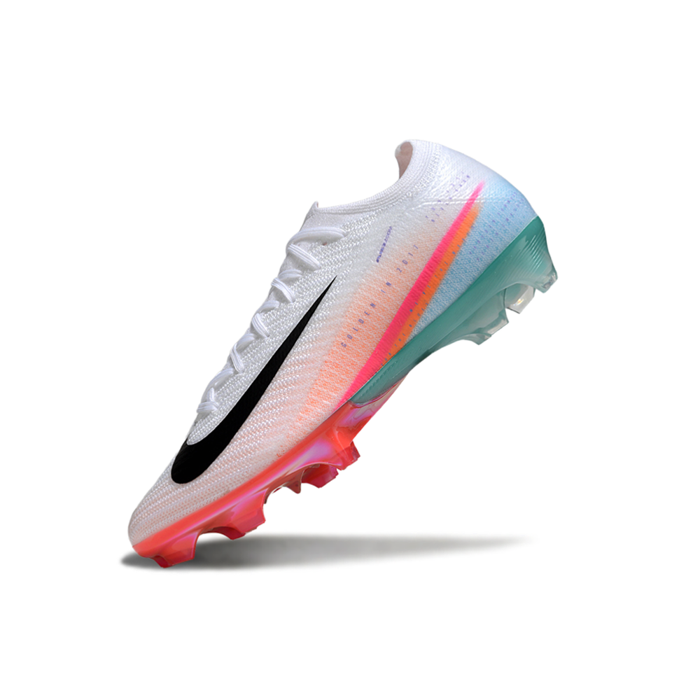 Chuteira Campo Nike Air Zoom Mercurial Vapor 16 Elite FG Branco, Rosa e Verde 