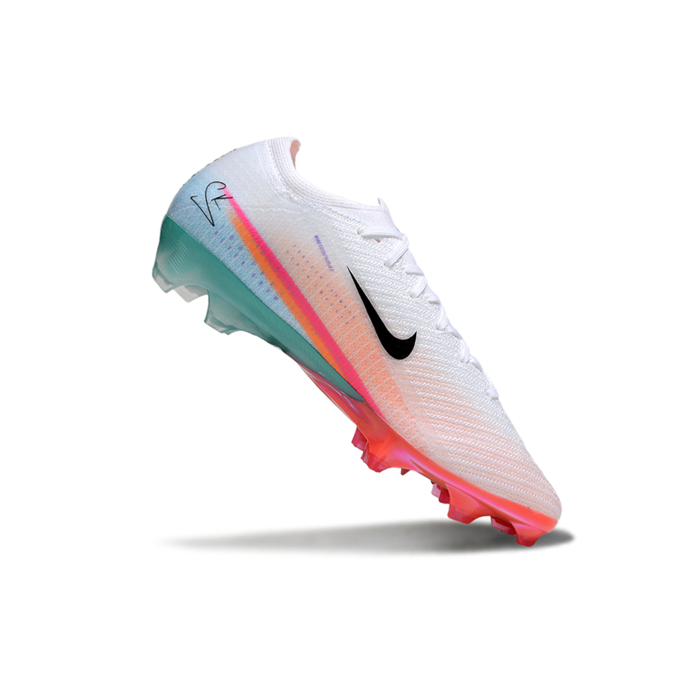 Chuteira Campo Nike Air Zoom Mercurial Vapor 16 Elite FG Branco, Rosa e Verde 