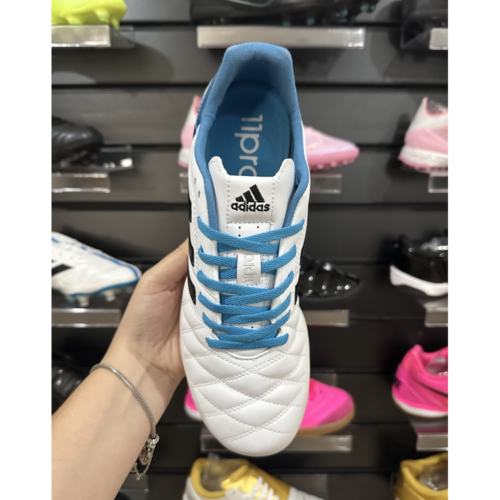 Chuteira Society Adidas AdiPure 11 Pro TF Branca e Azul "Toni Kroos" - Pronta Entrega