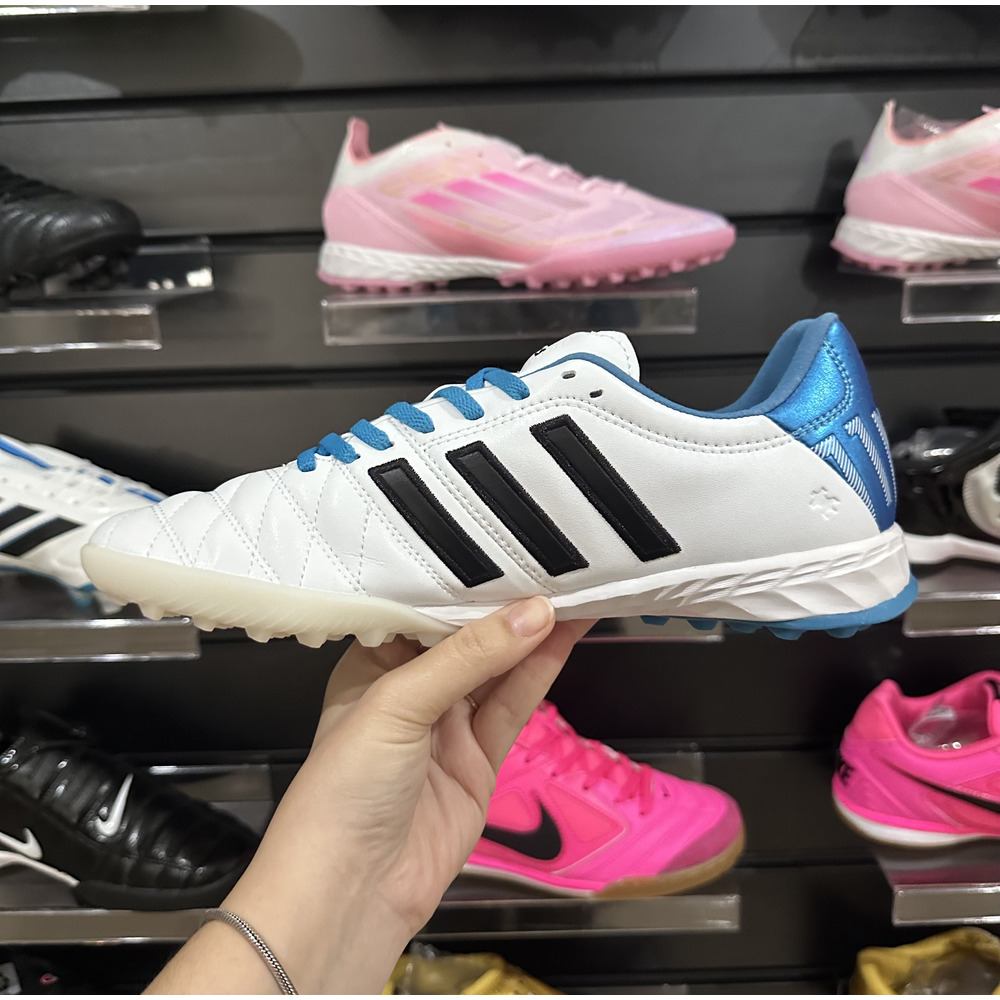 Chuteira Society Adidas AdiPure 11 Pro TF Branca e Azul "Toni Kroos" - Pronta Entrega