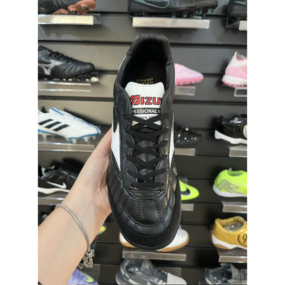 Chuteira Society Mizuno Morelia Sala Japan TF Preta e Branca - Pronta Entrega