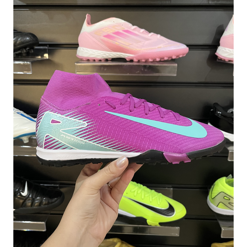 Chuteira Society Nike Air Zoom Mercurial Superfly 10 Elite TF Roxo e Verde - Pronta Entrega