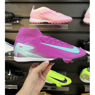 Chuteira Society Nike Air Zoom Mercurial Superfly 10 Elite TF Roxo e Verde - Pronta Entrega