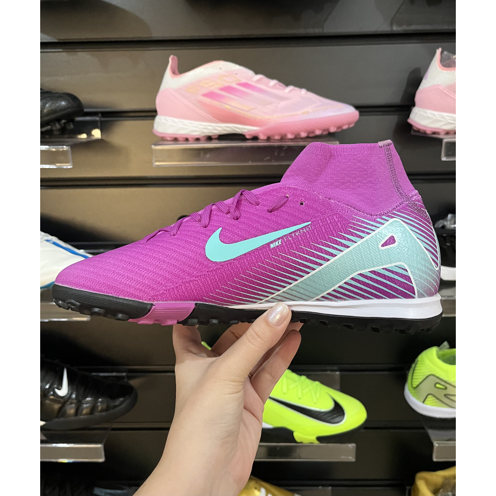 Chuteira Society Nike Air Zoom Mercurial Superfly 10 Elite TF Roxo e Verde - Pronta Entrega