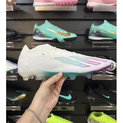 Chuteira Campo Adidas X CrazyFast.1 FG Branco, Verde e Roxo - Pronta Entrega