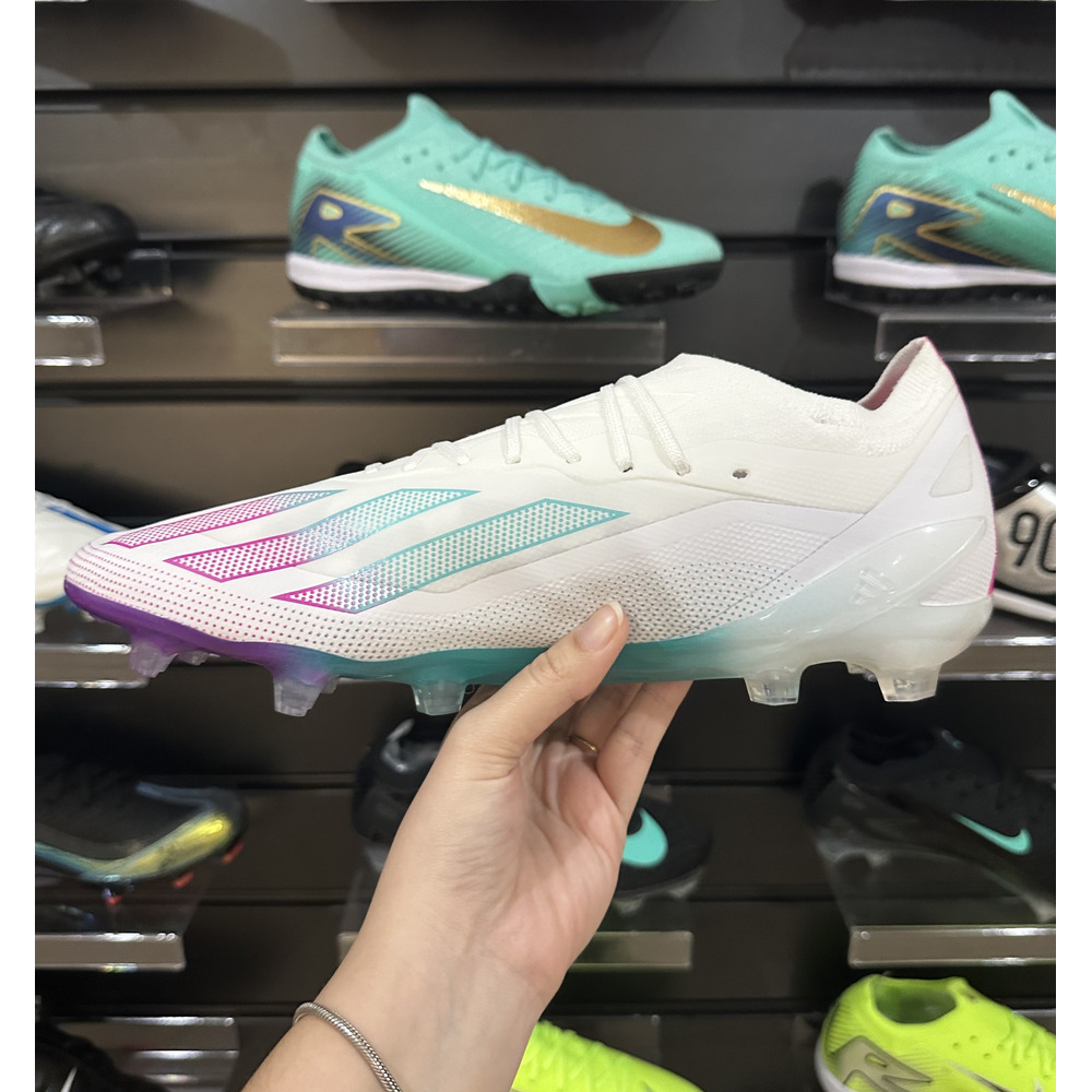 Chuteira Campo Adidas X CrazyFast.1 FG Branco, Verde e Roxo - Pronta Entrega