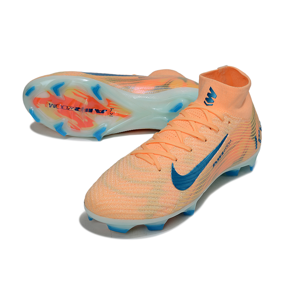 Chuteira Campo Nike Air Zoom Mercurial Superfly 10 Elite FG Laranja e Azul