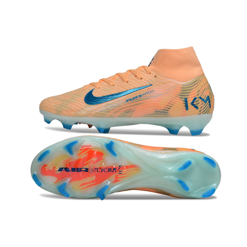 Chuteira Campo Nike Air Zoom Mercurial Superfly 10 Elite FG Laranja e Azul
