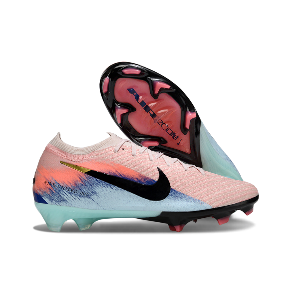 Chuteira Campo Nike Air Zoom Mercurial Vapor 16 Elite FG Rosa, Azul e Preto