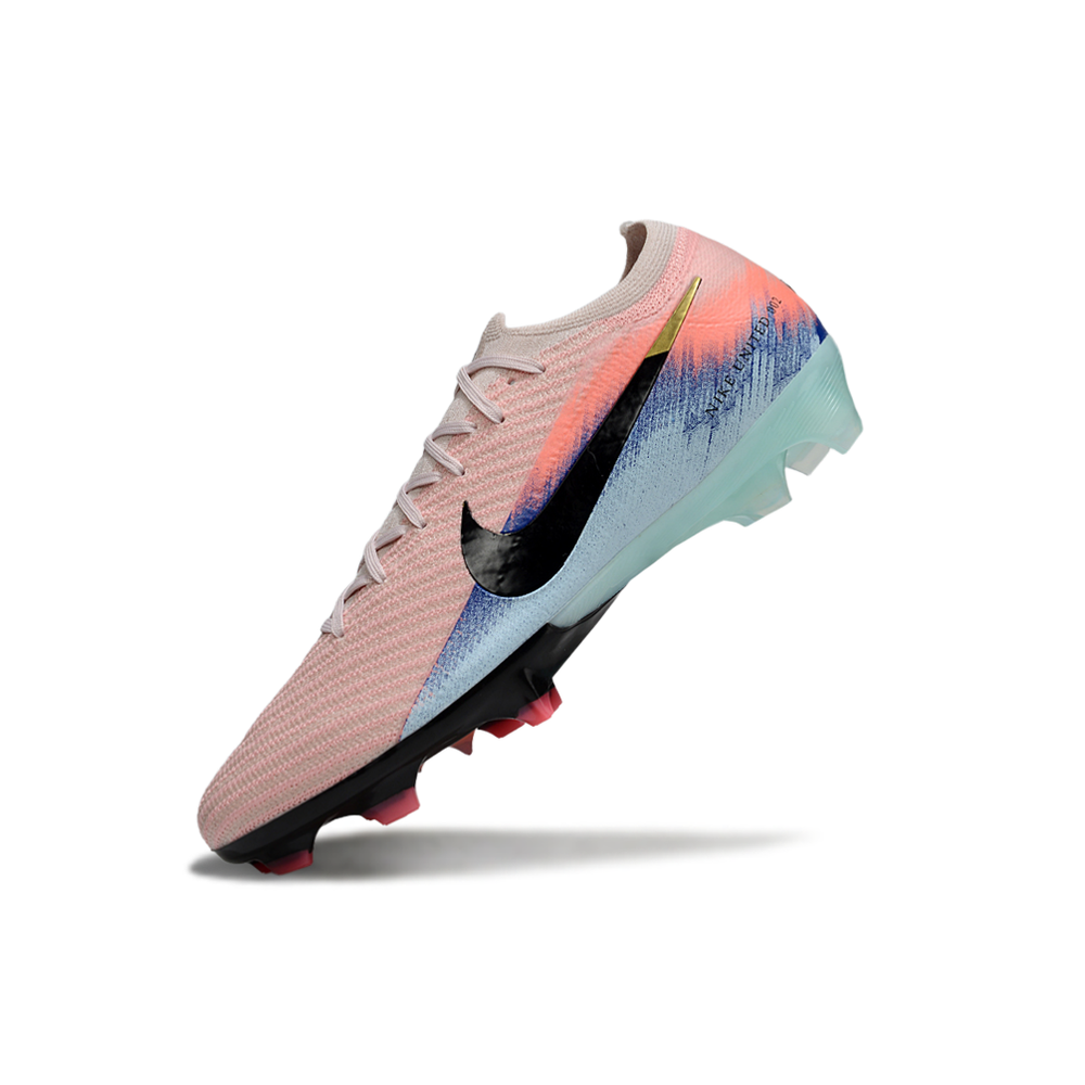 Chuteira Campo Nike Air Zoom Mercurial Vapor 16 Elite FG Rosa, Azul e Preto