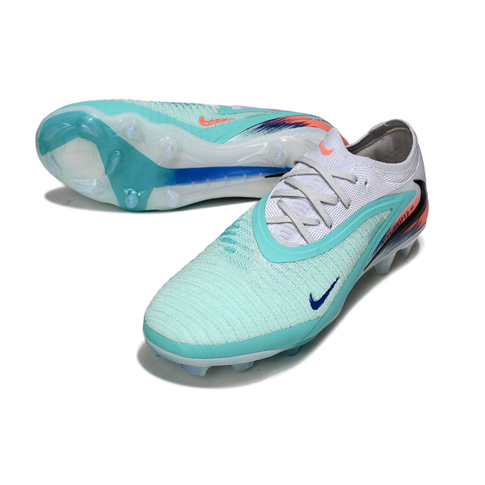 Chuteira Campo Nike Phantom GX 3 Elite FG Azul, Branco e Laranja