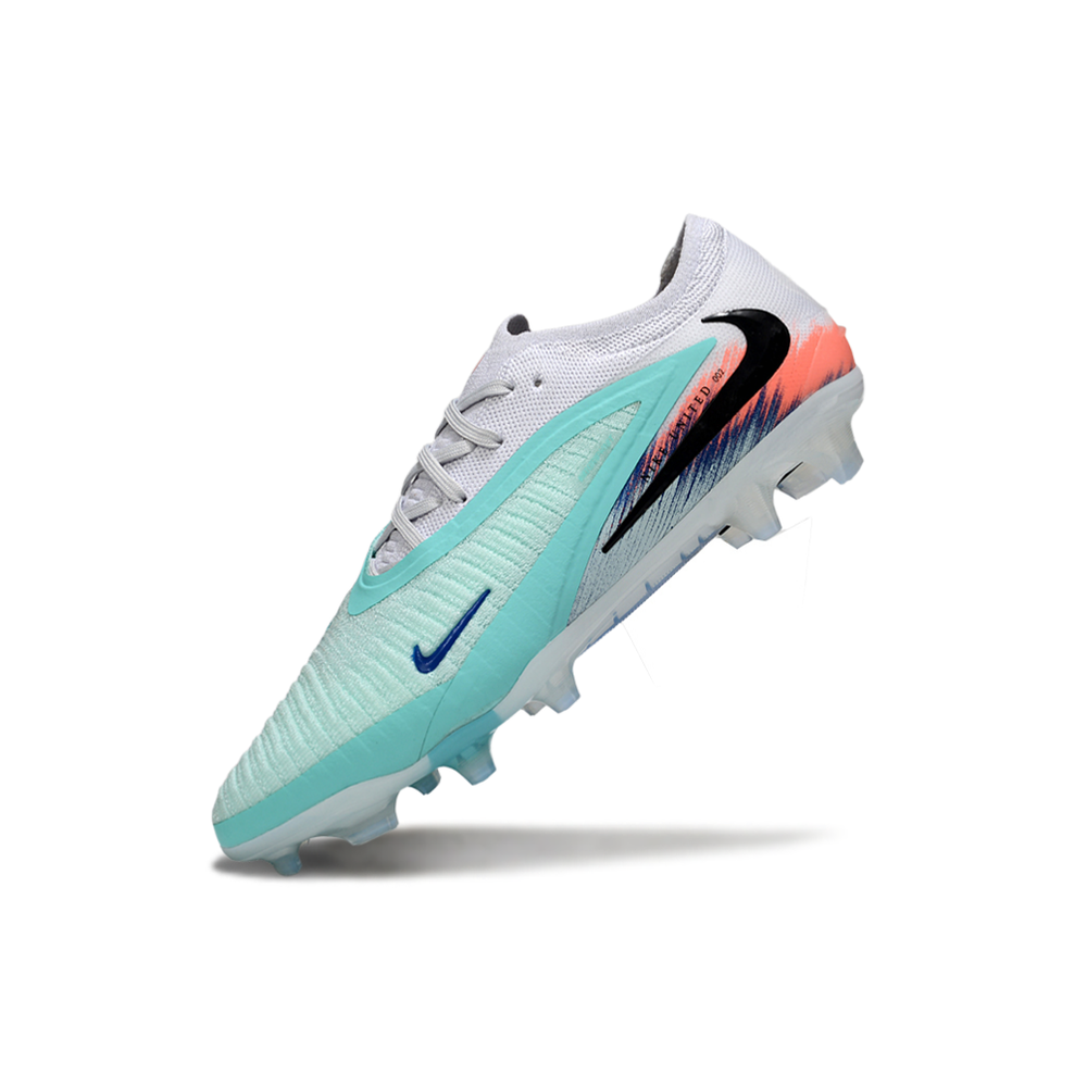 Chuteira Campo Nike Phantom GX 3 Elite FG Azul, Branco e Laranja