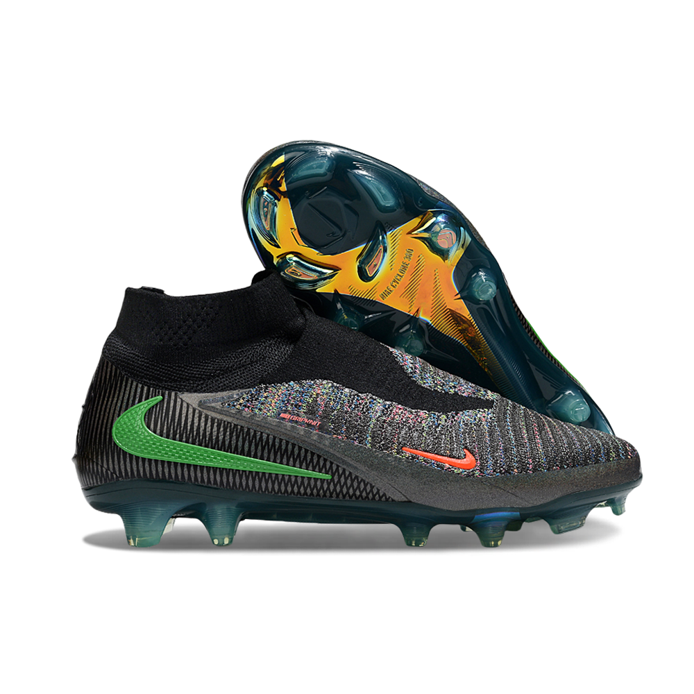 Chuteira Campo Nike Phantom GX 6 Elite FG Preto, Verde e Laranja