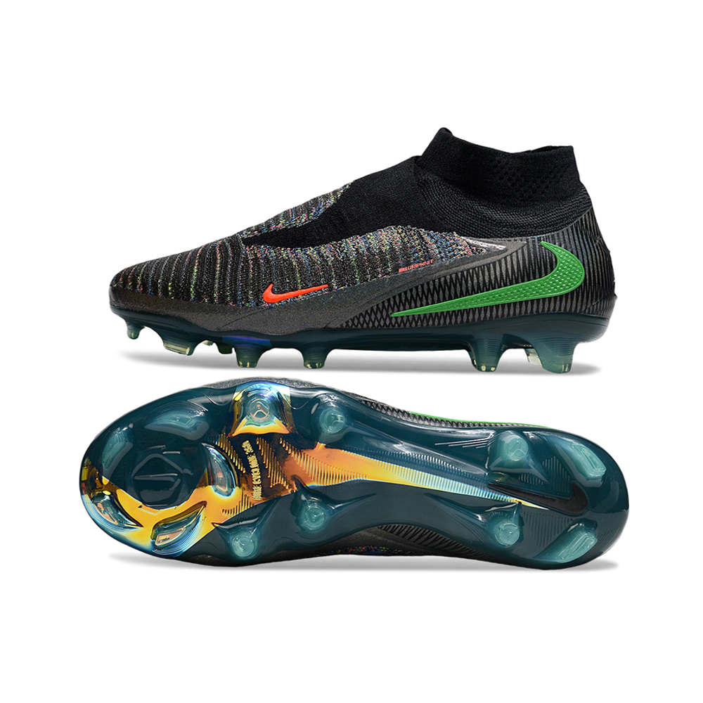 Chuteira Campo Nike Phantom GX 6 Elite FG Preto, Verde e Laranja