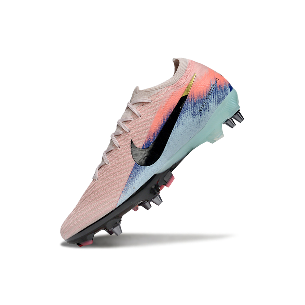 Chuteira Campo Nike Air Zoom Mercurial Vapor 16 Elite Trava Mista Rosa, Azul e Preto