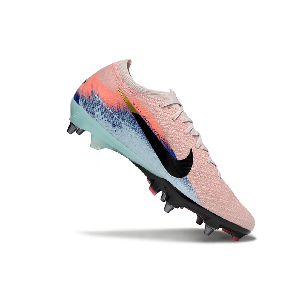 Chuteira Campo Nike Air Zoom Mercurial Vapor 16 Elite Trava Mista Rosa, Azul e Preto