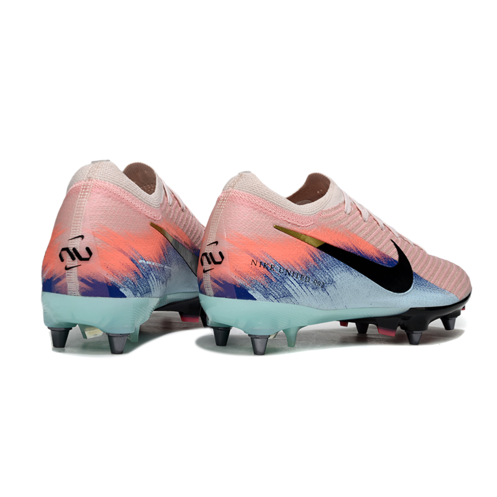 Chuteira Campo Nike Air Zoom Mercurial Vapor 16 Elite Trava Mista Rosa, Azul e Preto