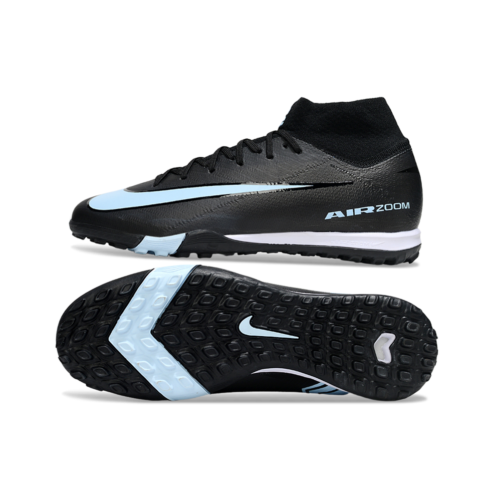 Chuteira Society Nike Air Zoom Mercurial Superfly 10 Elite TF ''Shadow'' Preto e Azul