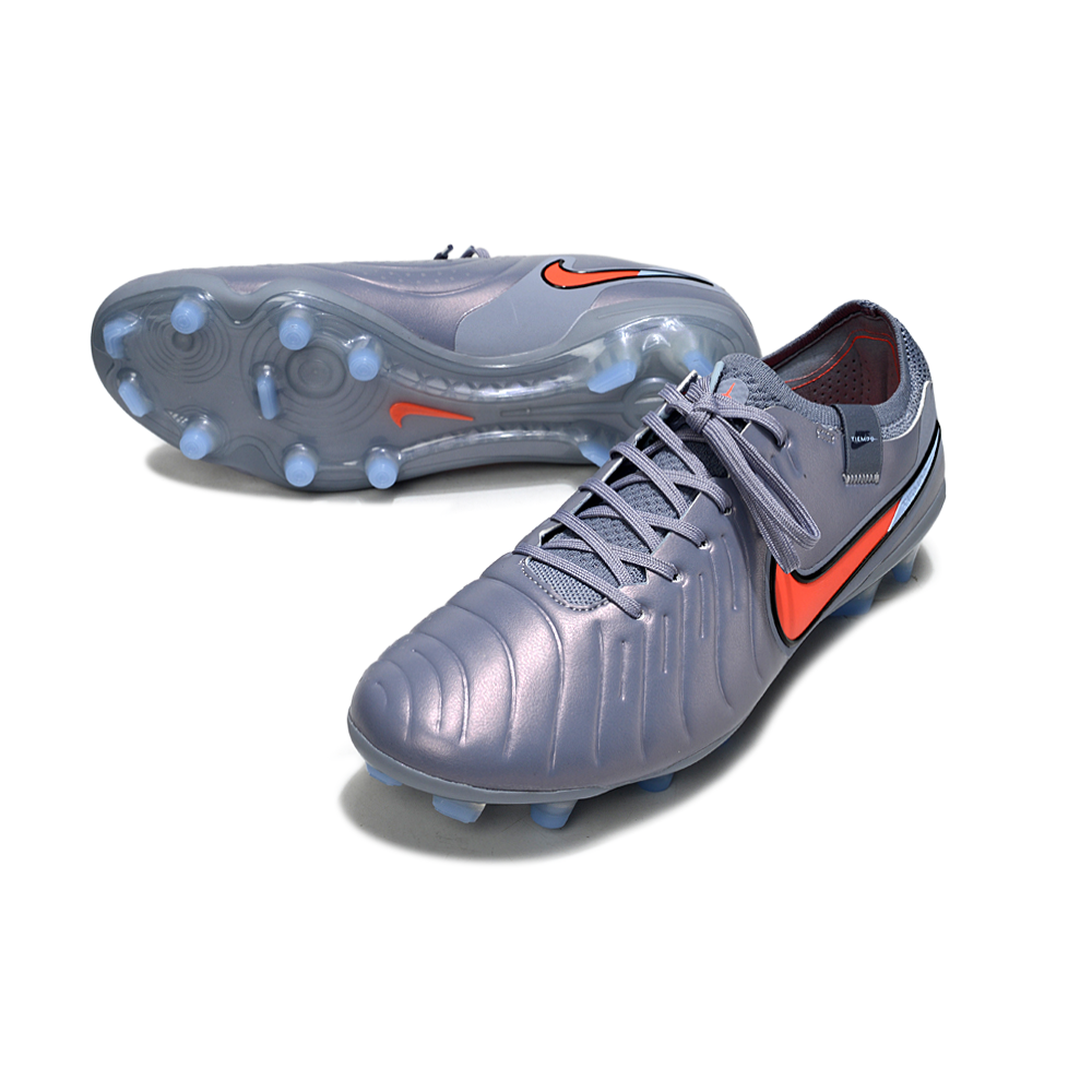 Chuteira Campo Nike Tiempo Legend 10 Elite FG Cinza e Laranja