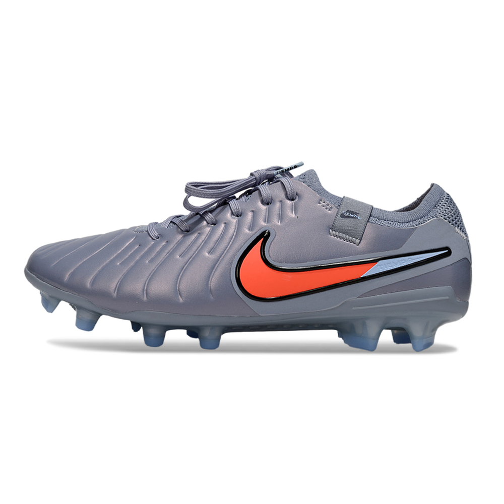Chuteira Campo Nike Tiempo Legend 10 Elite FG Cinza e Laranja