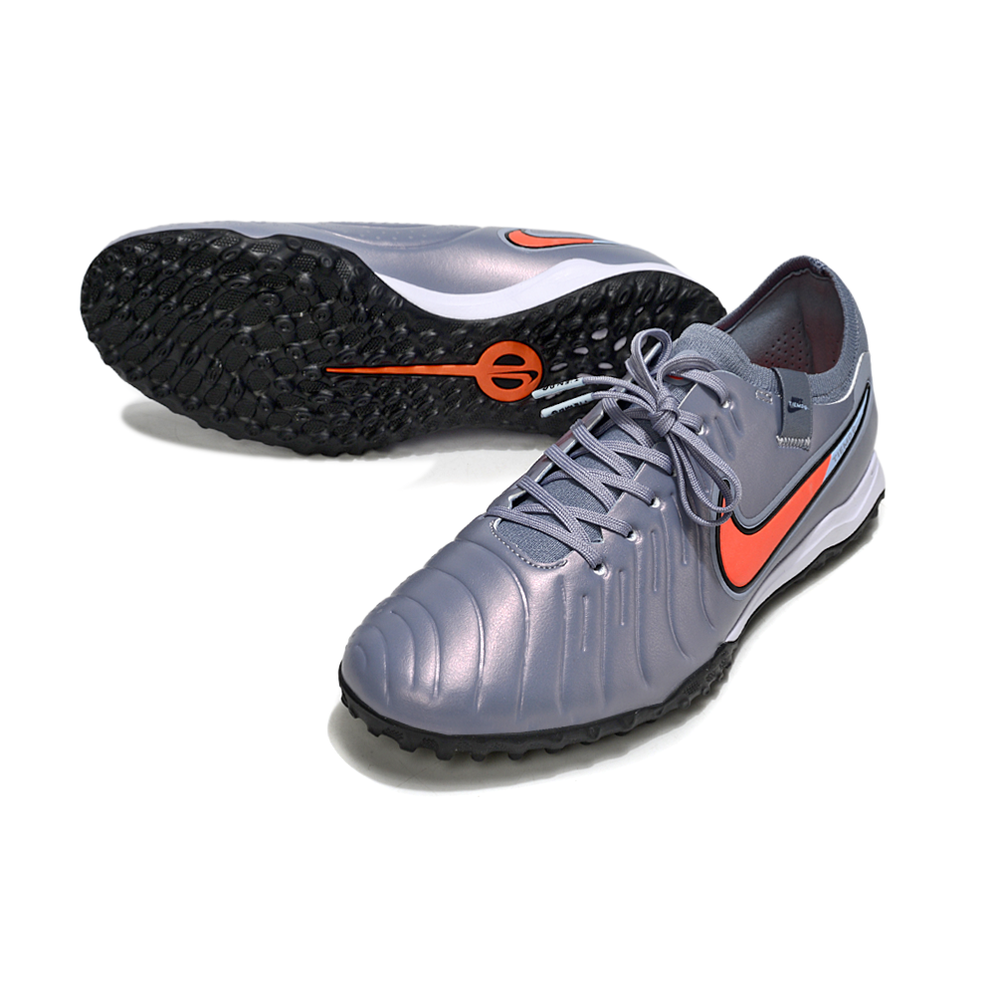Chuteira Society Nike Tiempo Legend 10 Cinza e Laranja