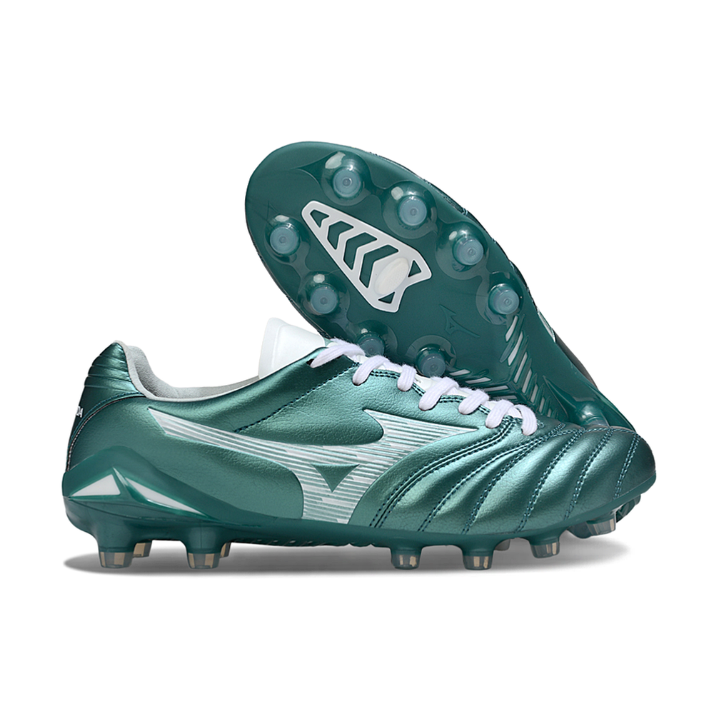 Chuteira Campo Mizuno Morelia Neo 4 Beta FG Verde e Branco 