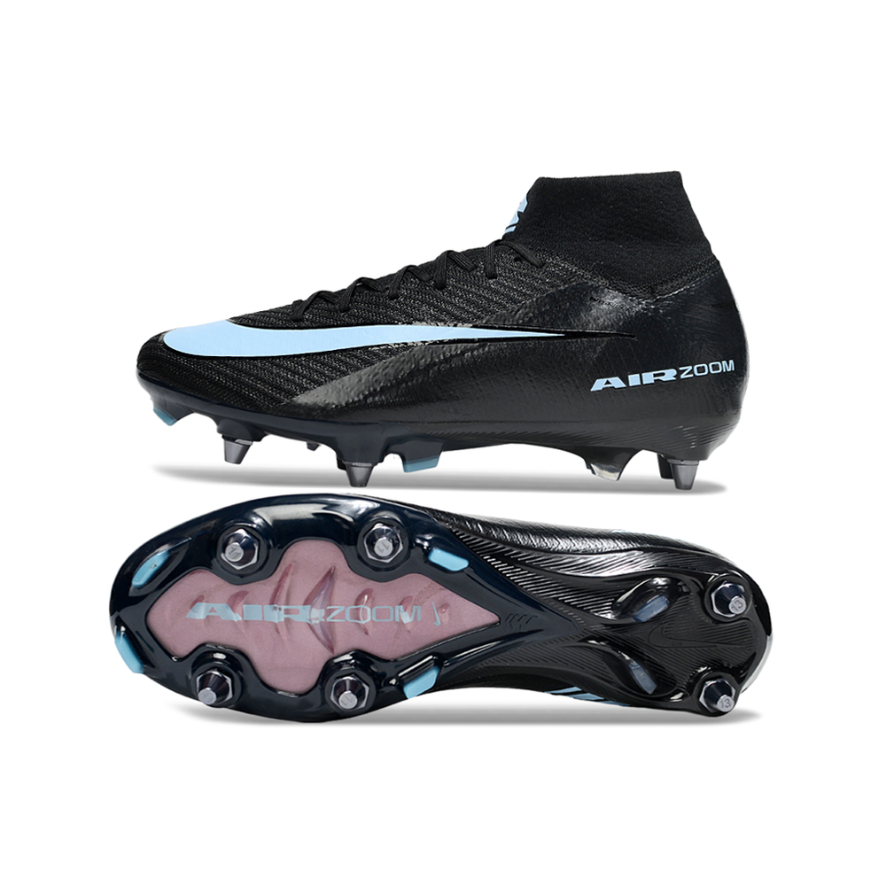 Chuteira Campo Nike Air Zoom Mercurial Superfly 10 Elite Trava Mista ''Shadow'' Preta e Azul