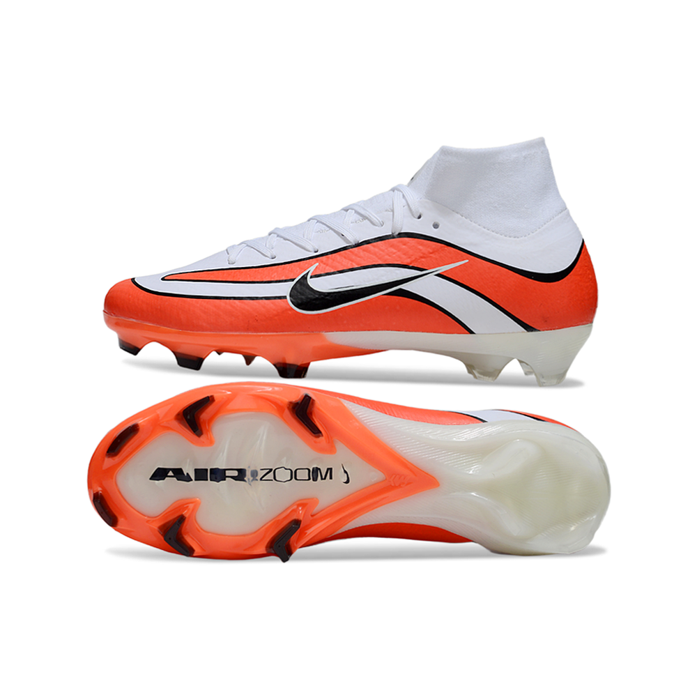 Chuteira Campo Nike Air Zoom Mercurial Superfly 10 Elite Branco e Laranja