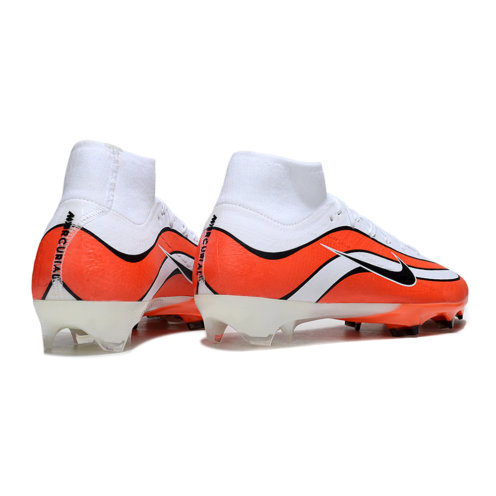 Chuteira Campo Nike Air Zoom Mercurial Superfly 10 Elite Branco e Laranja