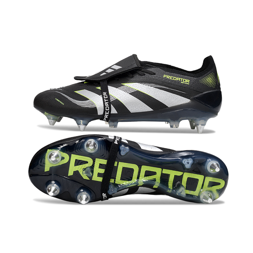 Chuteira Campo Adidas Predator Elite FT 30 Ponta de Aluminio Preto e Verde