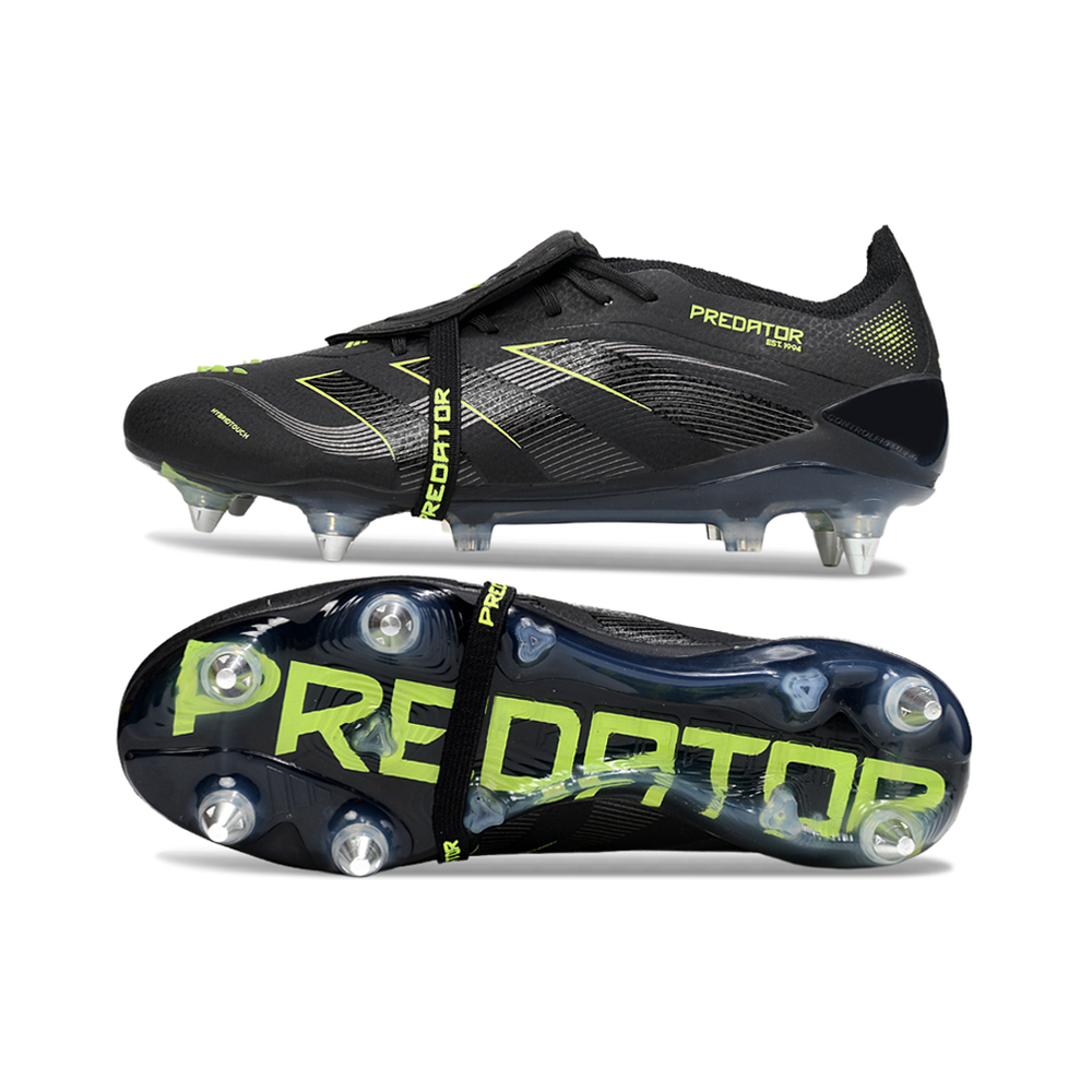 Chuteira Campo Adidas Predator Elite FT 30 Ponta de Aluminio Preto e Verde