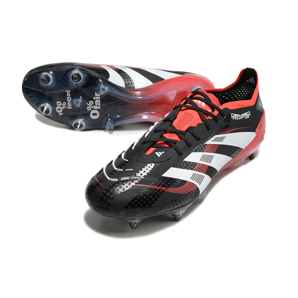 Chuteira Campo Adidas Predator Elite Ponta de Aluminio Preto e Vermelho