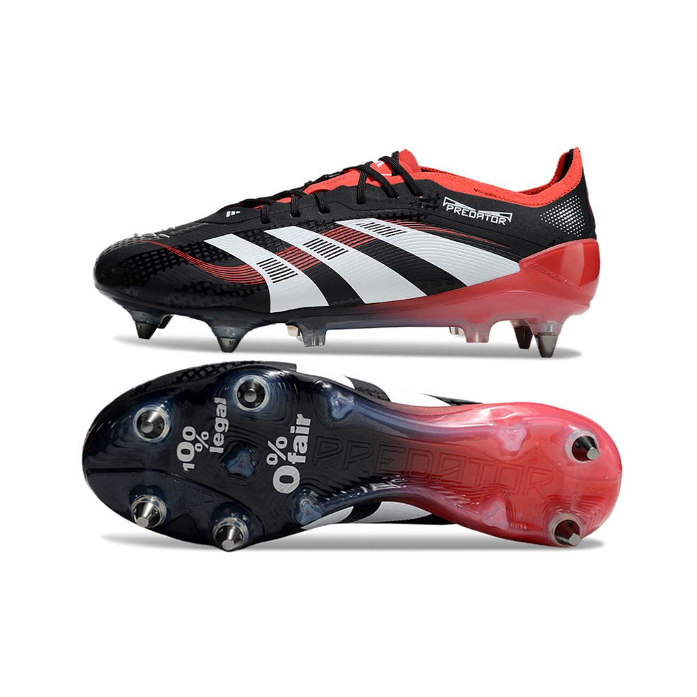Chuteira Campo Adidas Predator Elite Ponta de Aluminio Preto e Vermelho