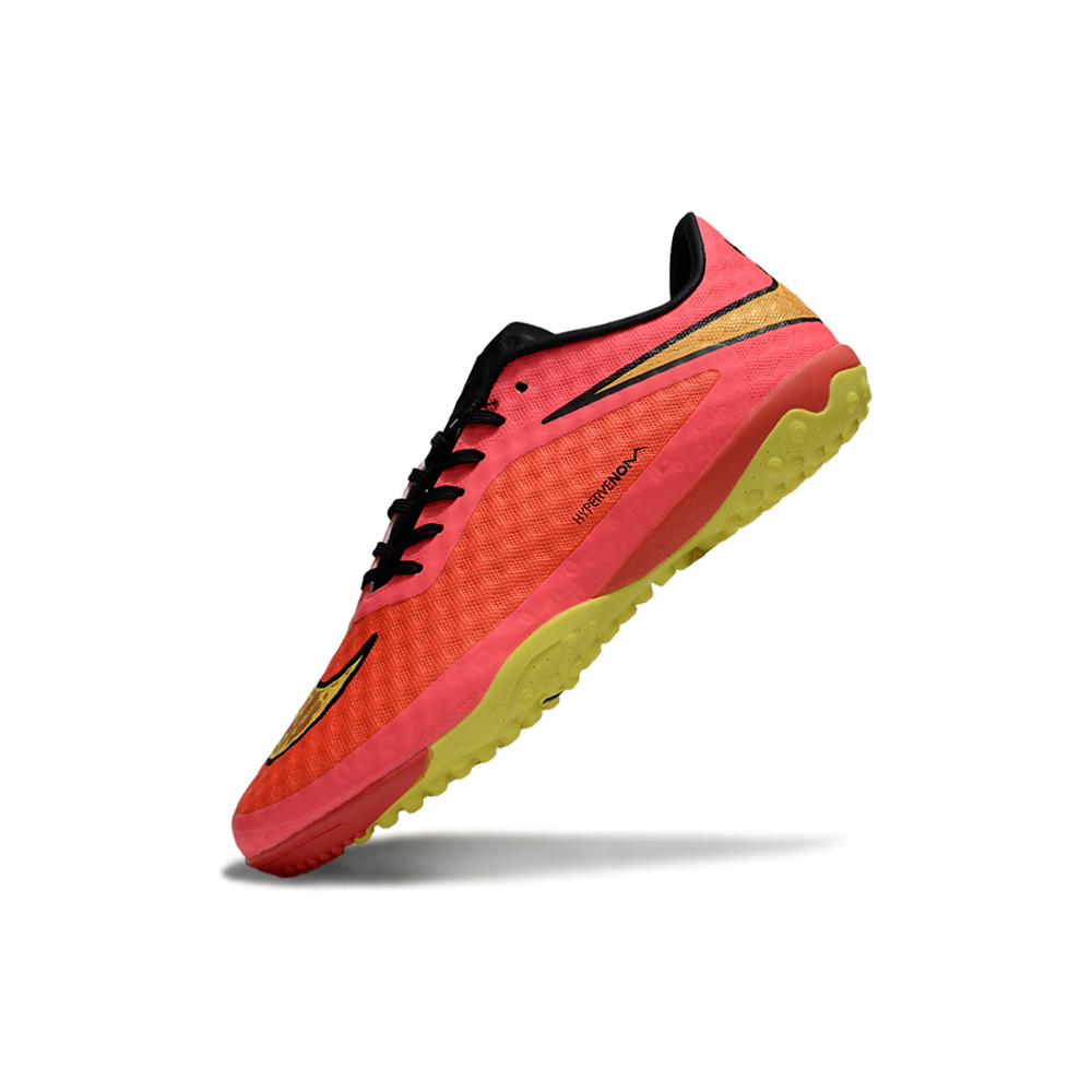 Chuteira Society Nike Hypervenom TF Rosa e Amarelo
